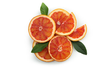 Red orange slices isolated on white background
