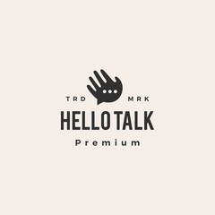 hello talk chat bubble social hipster vintage logo vector icon illustration