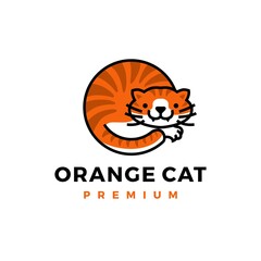 orange cat logo vector icon illustration