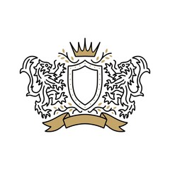 lion coat of arms logo vector icon illustration