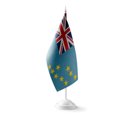 Small national flag of the Tuvalu on a white background