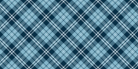 Fototapeta premium dark and light marine blue checkered gingham repeatable diagonal fabric texture with white threads for plaid, tablecloths, shirts, tartan, clothes, dresses, bedding, blankets