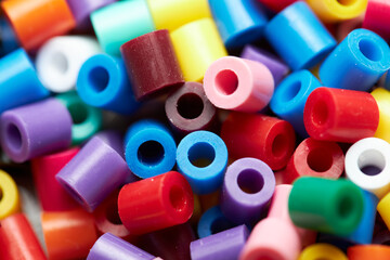 Colorful background made of plastic beads