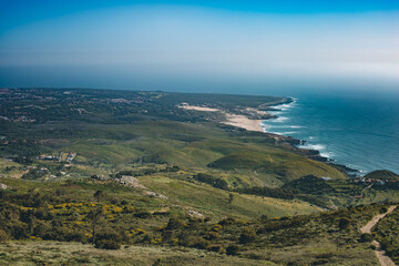 view from the top of the mountain. beaches of Portugal. vacation in the mountains.