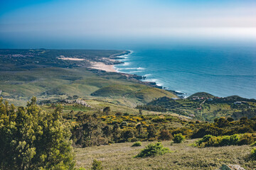 view from the top of the mountain. beaches of Portugal. vacation in the mountains.