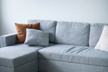 cozy grey corner sofa in the living room