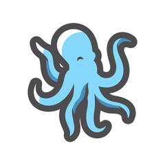 Octopus sea animal Vector icon Cartoon illustration.