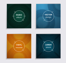 Abstract vinyl records music album covers set.