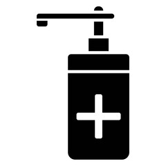 Antiseptic icon. Hand drawn element, vector illustration in black on white background.