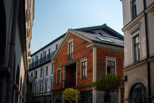 Berga bazars district in Riga, Latvia.  Wooden house