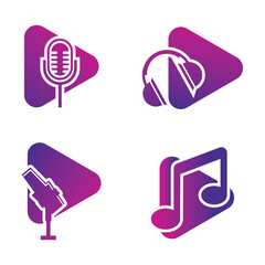 play media app logo icon vector template.