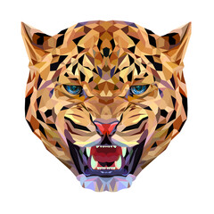 Big cat leopard polygonal portrait