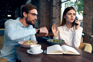 work colleagues cafe breakfast communication officials finance