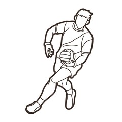 Fototapeta na wymiar Gaelic Football Male Player Action Cartoon Sport Graphic Vector