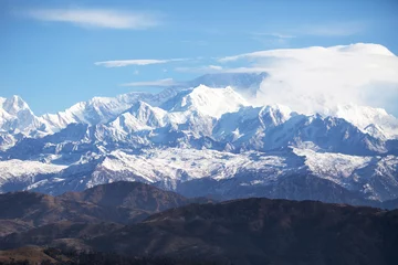 Fotobehang Kangchenjunga Kangchenjunga of Kanchenjunga, is de derde hoogste berg ter wereld. Het stijgt met een hoogte van 8.586 m, Nepal
