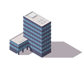 Offices isometric. Architecture building facade of business center. Infographic element. Architectural vector 3d illustration