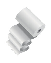 Realistic toilet paper or kitchen towel roll template mockup. Blank white 3d object. Kitchen wc whute tape paper