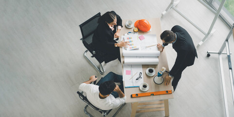 Teamwork collaboration concept with copy space, Top view of diversity group people working brainstroming meeting on project planning