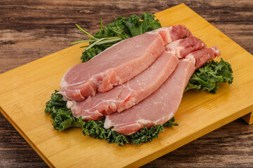 Raw pork steak for cooking