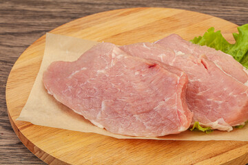 Raw pork steak for cooking
