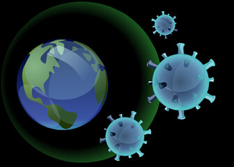 illustration of planet earth protected from corona virus on earth day