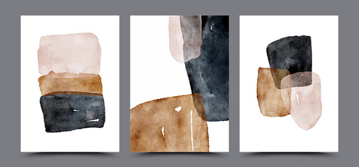 Scandinavian watercolor abstract wall art poster. © Valery