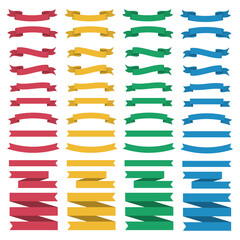 イラスト素材: カラフルなリボンのイラスト　セット素材　文字入れ・テキストスペース