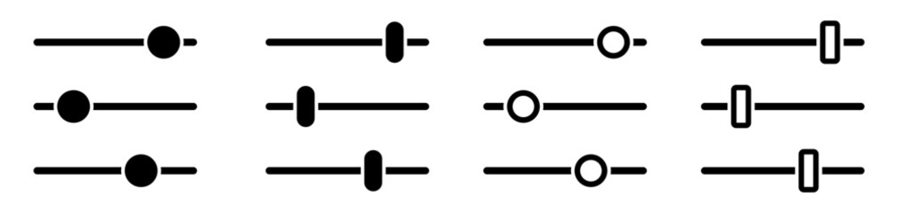 Slider filter simple flat button. Filter control settings icon collection. Vector Illustration.