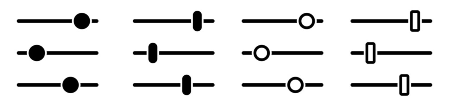 Slider filter simple flat button. Filter control settings icon collection. Vector Illustration.
