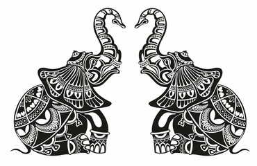 The stylized figure of an elephant