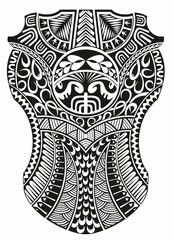 Maori ethnic style shoulder and sleeve tattoo design