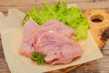 Raw turkey breast steak for cooking