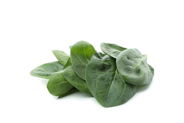 Fresh raw spinach isolated on white background