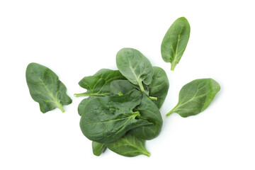 Fresh raw spinach isolated on white background