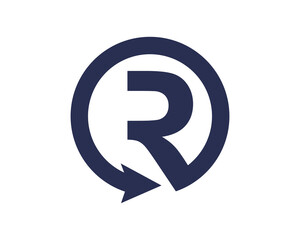 R letter circle arrow logo template