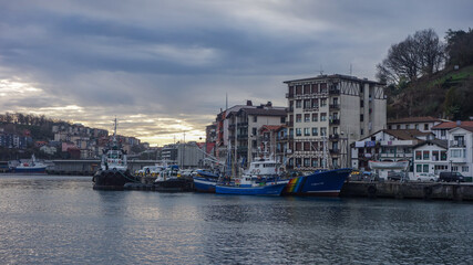 Fototapeta premium San Sebastian, Spain - March 1, 2021: The scenic Basque fishing village of Pasaia, near San Sebastian