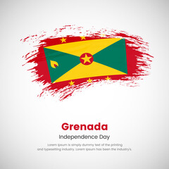 Brush painted grunge flag of Grenada country. Independence day of Grenada. Abstract creative painted grunge brush flag background.