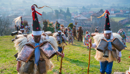 "La Vijanera" Carnival in Silio. Molledo Municipality,  Cantabria, Spain, Europe