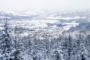 Piękny zimowy widok na panoramę gór Tatry © mirame111