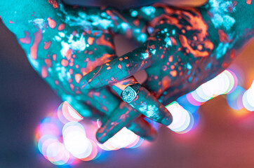 Colorful neon hand/fingers