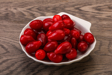 Sweet and ripe cornel berries