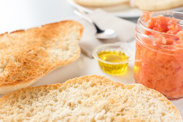 Spanish tomato toast, traditional breakfast or lunch
