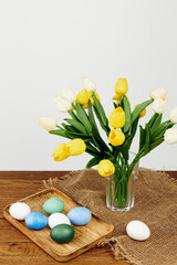 tulip bouquet easter painted eggs holiday spring