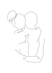 Vector minimalistic illustration. Poster on the wall. Illustration of love and relationships. Line art