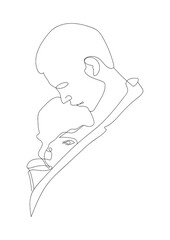 Vector minimalistic illustration. Poster on the wall. Illustration of love and relationships. Line art