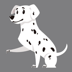 Dalmatian giving paw. Beautiful pet in cartoon style.