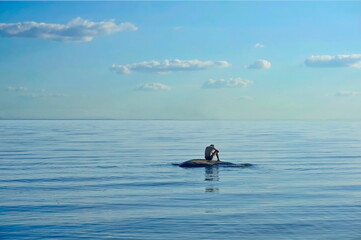 A man on a small island in the ocean.
Quarantine.