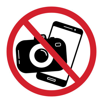 No camera and mobile phone sign isolated on white background. Vector illustration
