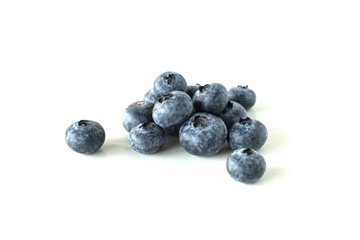 Batch of blueberries on white background 