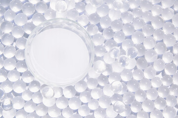Cosmetic product trend background. Sun light. Round bubbles. Organic nature merchandise
